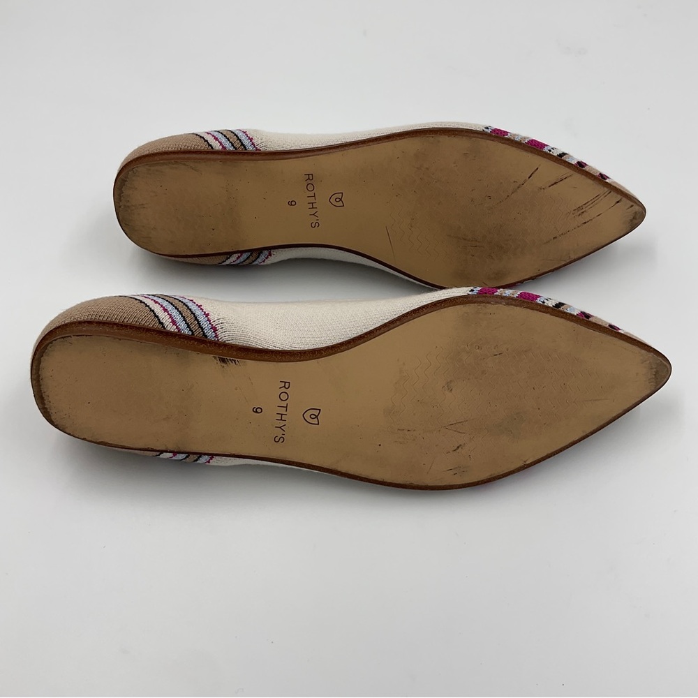 Rothy’s EUC Merino Point in Ivory Ribbon Stripe RETIRED STYLE Cream Pink Size 9 - Picture 11 of 16